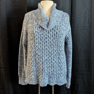 American Eagle Outfitters Heathered Blue Cowl Neck Sweater